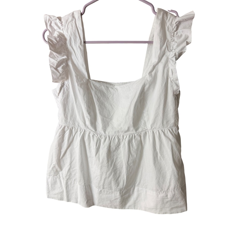 Lilly Pulitzer White Ruffle Peplum Cotton Blouse Size 2